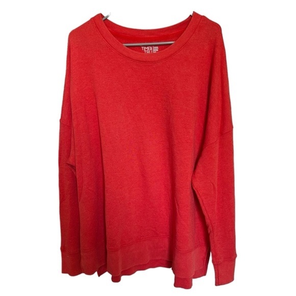 Time and Tru High-Low Hem Crewneck Sweatshirt Women's Size 3XL Pullover Orange - Picture 1 of 8